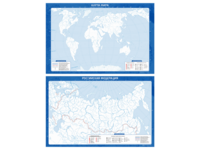 Фрагмент (демонстрационный) маркерный (двухсторонний) "Карта мира и Российской Федерации" (немая) с комплектом тематических магнитов - fgospostavki.ru - Тихорецк