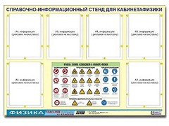 Стенд информационный "Правила техники безопасности в кабинете физики" (80х110, 6 карманов) - fgospostavki.ru - Тихорецк