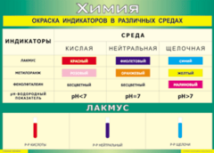 Таблица "Окраска индикаторов в различных средах" (100х140 сантиметров, винил) - fgospostavki.ru - Тихорецк