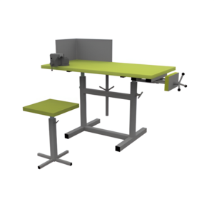 Верстак ученический комбинированный с тисками и струбциной, с защитным экраном и табуретом - fgospostavki.ru - Тихорецк