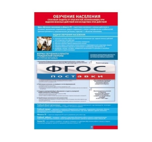 Таблица "Обучение населения способам защиты" (100х140 сантиметров, винил) - fgospostavki.ru - Тихорецк