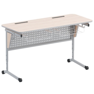 Стол ученический двухместный с перфорированной панелью, наклоном столешницы (0-24°) и корзиной - fgospostavki.ru - Тихорецк
