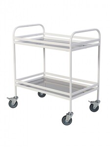 Столик процедурный передвижной металлический с двумя полками из нержавеющей стали с бортиками - fgospostavki.ru - Тихорецк