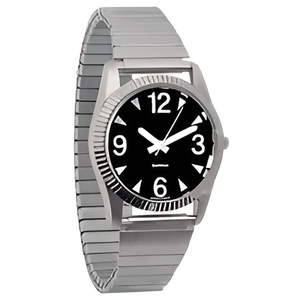 Часы мужские с черным циферблатом на растягивающемся ремешке - fgospostavki.ru - Тихорецк