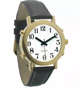 Часы для слабовидящих людей с белым циферблатом на кожаном ремешке - fgospostavki.ru - Тихорецк