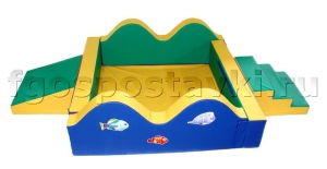 Сухой бассейн "Волна-1" 1,5х1,5м с аппликацией лестницой и скатом - fgospostavki.ru - Тихорецк