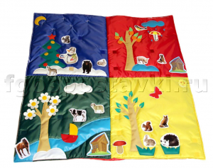 Дидактический коврик "Времена года" с дополнительными аппликациями животных - fgospostavki.ru - Тихорецк