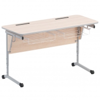 Стол ученический двухместный с наклоном столешницы (0-24°) и корзиной - fgospostavki.ru - Тихорецк