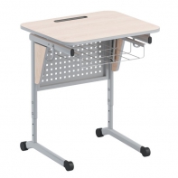 Стол ученический одноместный с перфорированной панелью, наклоном столешницы (0-24°) и корзиной - fgospostavki.ru - Тихорецк