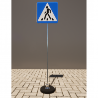 Знак дорожный "Пешеходный переход" 5.19.1 типоразмер 40 на стойке с основанием 3кг - fgospostavki.ru - Тихорецк