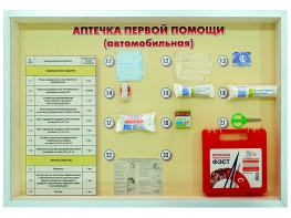 Стенд "Аптечка первой помощи (автомобильная)" (образцы под оргстеклом) - fgospostavki.ru - Тихорецк