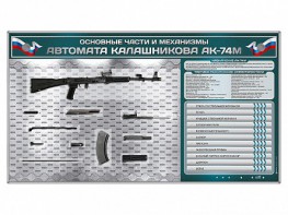 Электрифицированный стенд "Основные части и механизмы автомата Калашникова АК-74М" с полноразмерными, оригинальными макетами деталей и механизмов под стеклом - fgospostavki.ru - Тихорецк