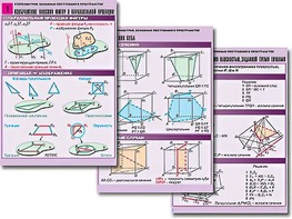 Комплект таблиц по геометрии "Стереометрия. Основные построения в пространстве" (8 таблиц, А1, ламинированные) - fgospostavki.ru - Тихорецк