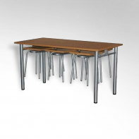 Стол обеденный 6-ти местый на металлокаркасе с навесами под табурет - fgospostavki.ru - Тихорецк