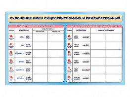 Фрагмент (демонстрационный) маркерный (двухсторонний) "Склонение имен существительных и прилагательных" - fgospostavki.ru - Тихорецк